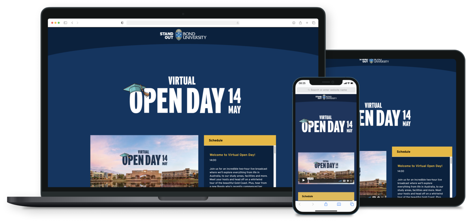 Bond University Virtual Open Day Microsite Digital8