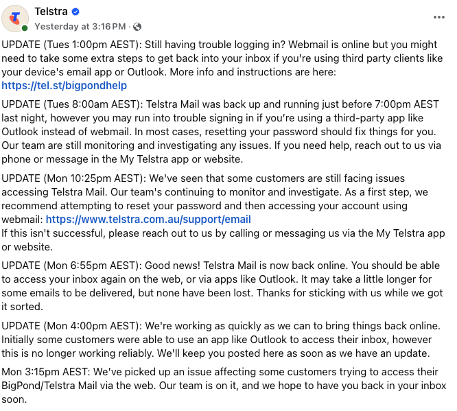 Telstra Outage