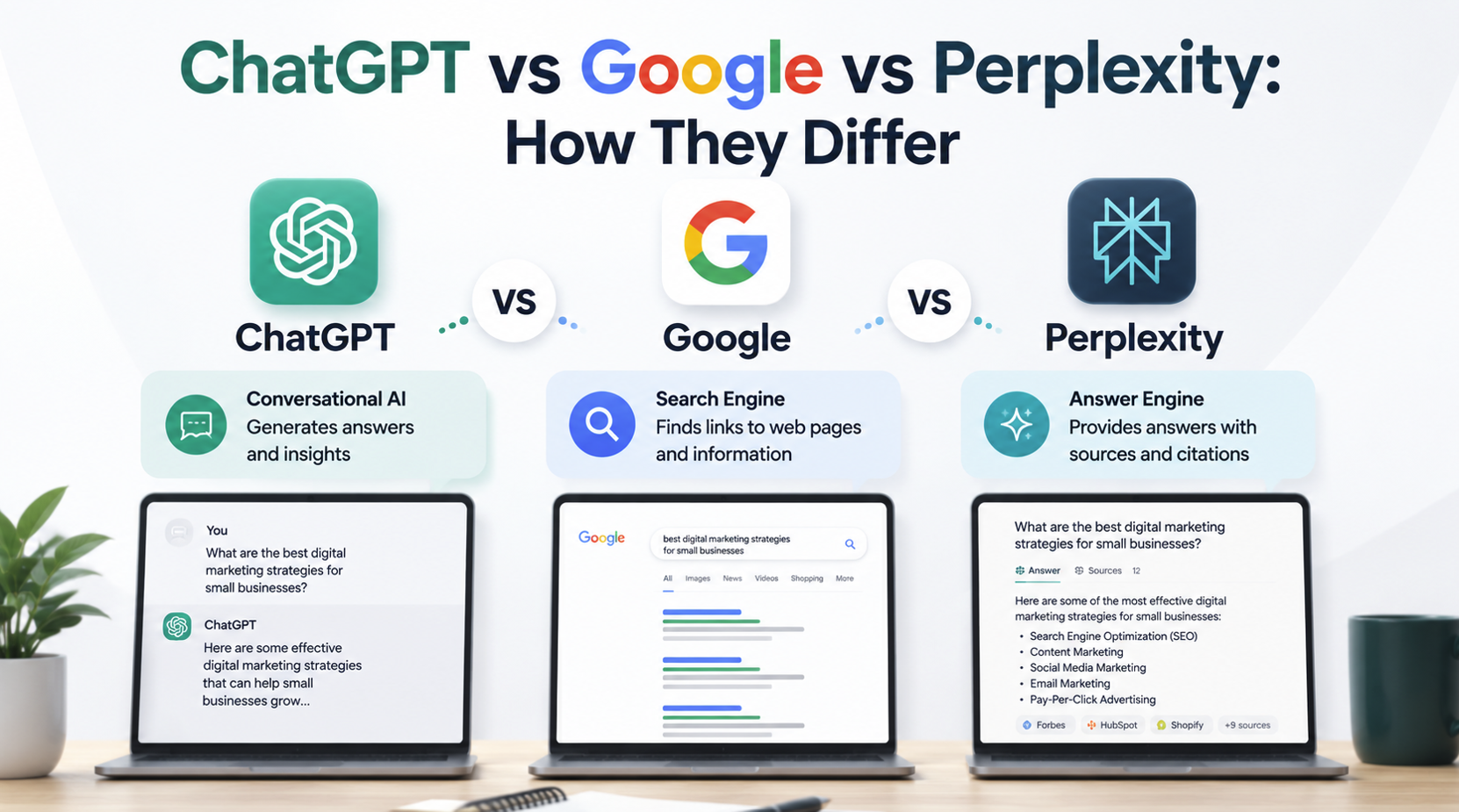 ChatGPT vs Google vs Perplexity